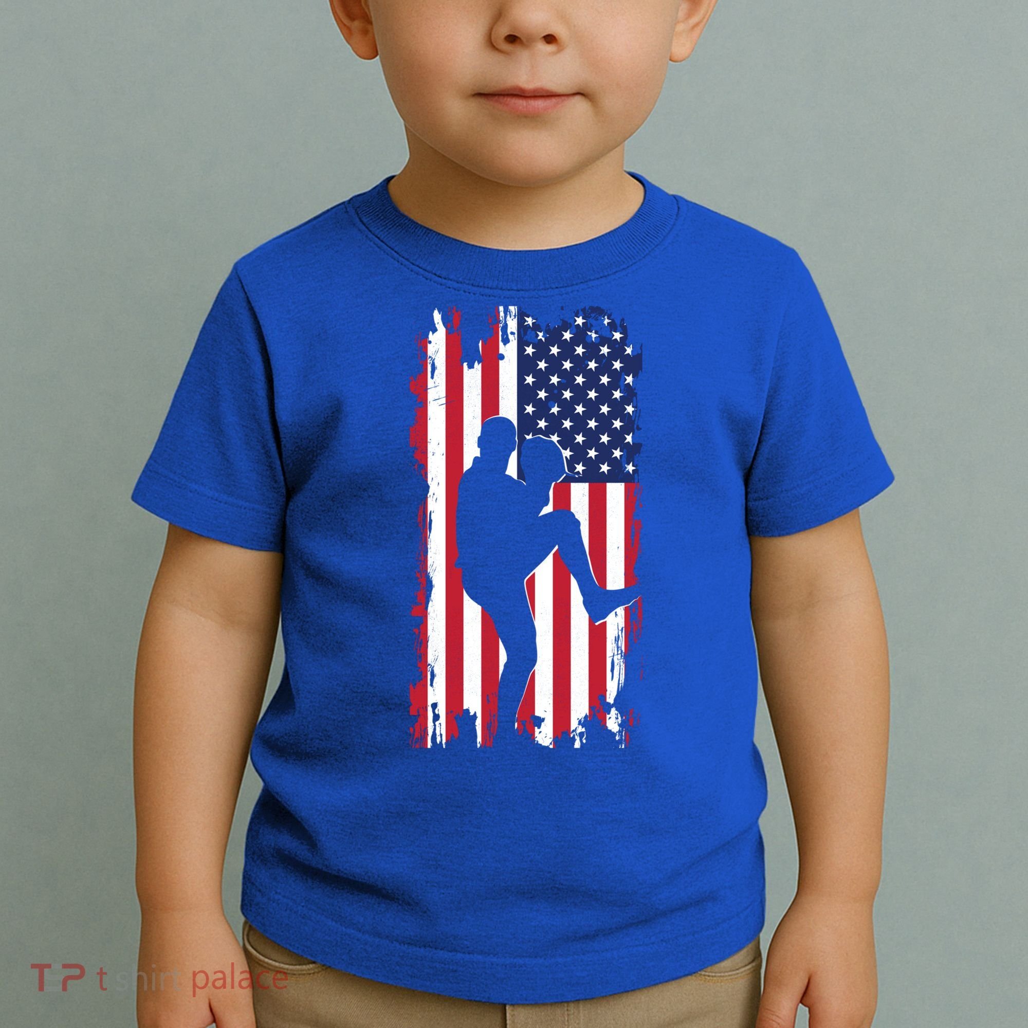 American Flag Pitcher Baseball Apparel Great Gift Baseball Gift Toddler T-Shirt