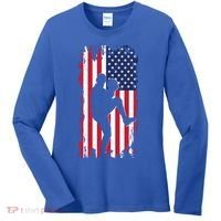 American Flag Pitcher Baseball Apparel Great Gift Baseball Gift Women's Long Sleeve Shirt thumb 0