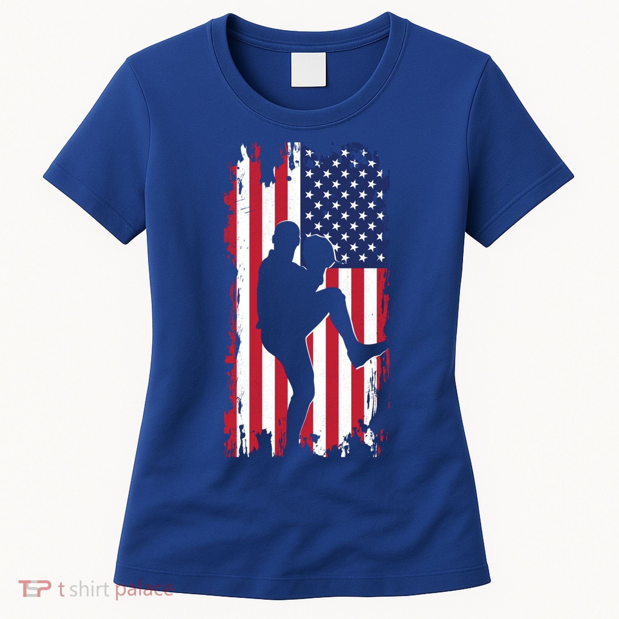 American Flag Pitcher Baseball Apparel Great Gift Baseball Gift Women's T-Shirt