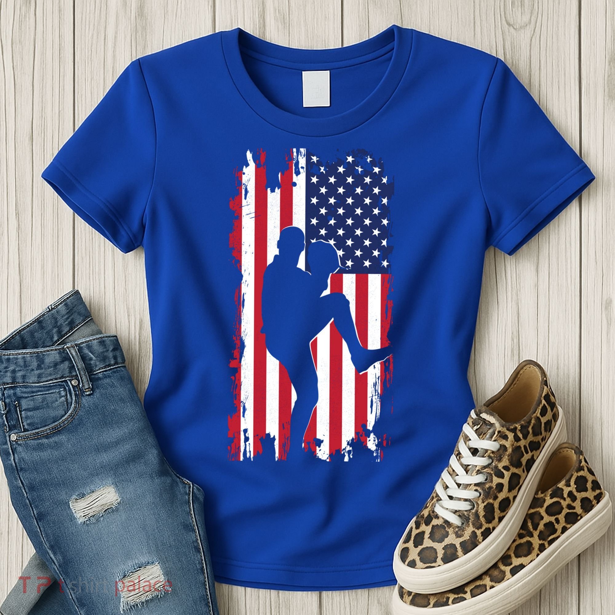 American Flag Pitcher Baseball Apparel Great Gift Baseball Gift Women's T-Shirt