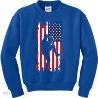American Flag Pitcher Baseball Apparel Great Gift Baseball Gift Kids Sweatshirt thumb 0