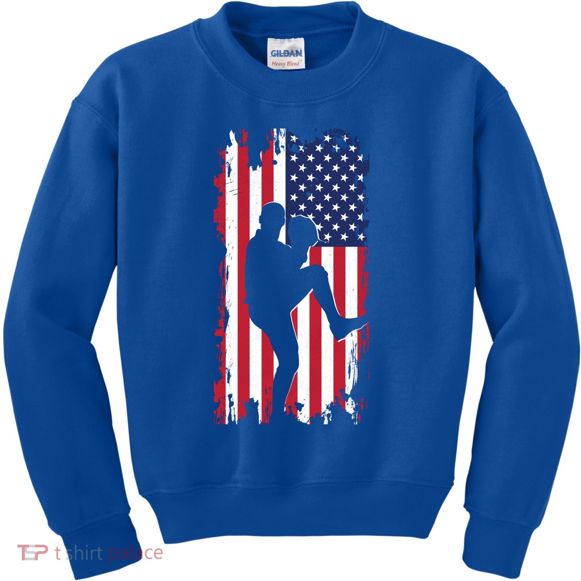 American Flag Pitcher Baseball Apparel Great Gift Baseball Gift Kids Sweatshirt