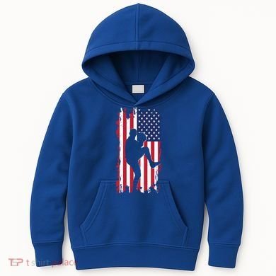 American Flag Pitcher Baseball Apparel Great Gift Baseball Gift Kids Hoodie