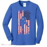 American Flag Pitcher Baseball Apparel Great Gift Baseball Gift Kids Long Sleeve Shirt thumb 0