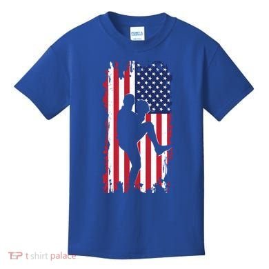 American Flag Pitcher Baseball Apparel Great Gift Baseball Gift Kids T-Shirt