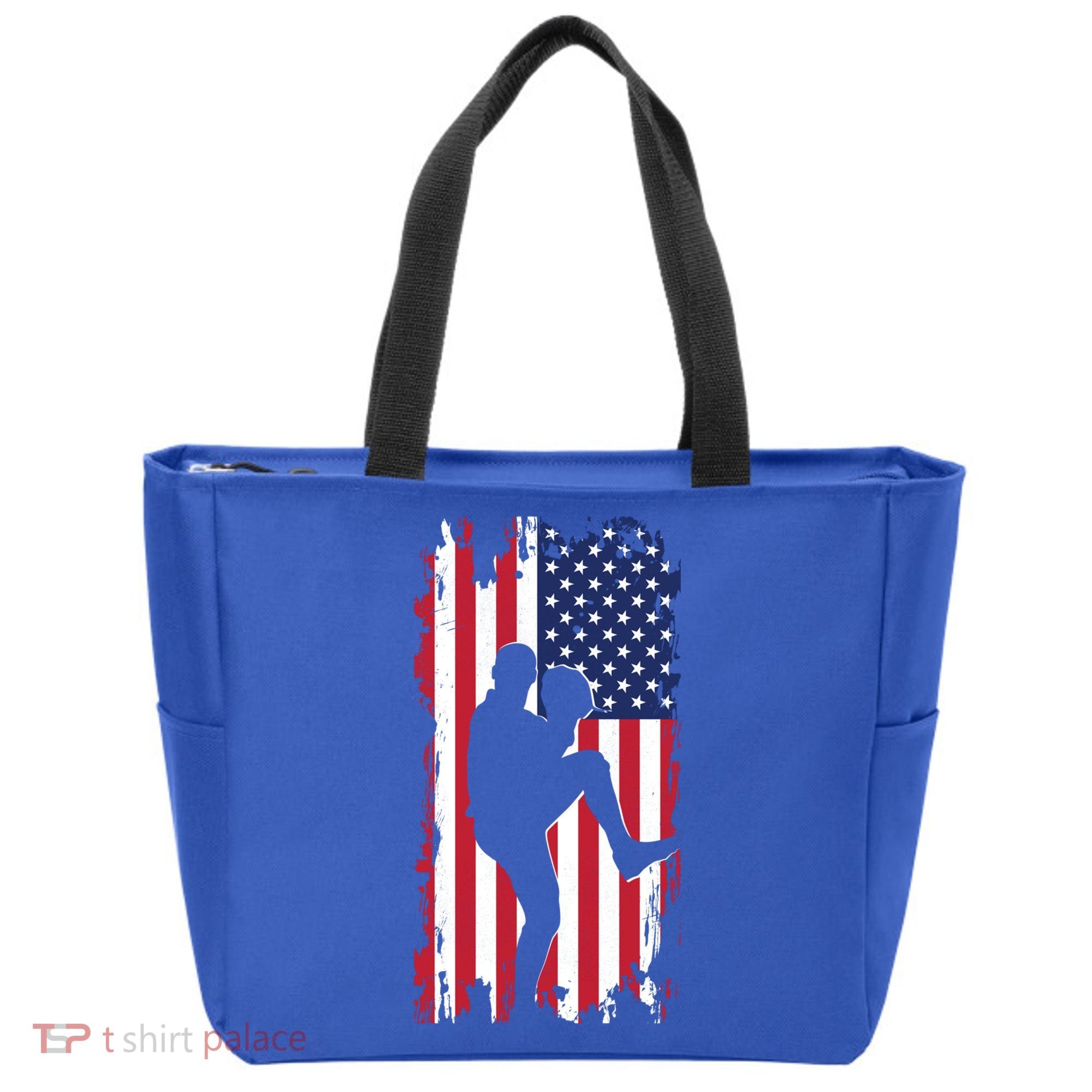 American Flag Pitcher Baseball Apparel Great Gift Baseball Gift Tote Bag