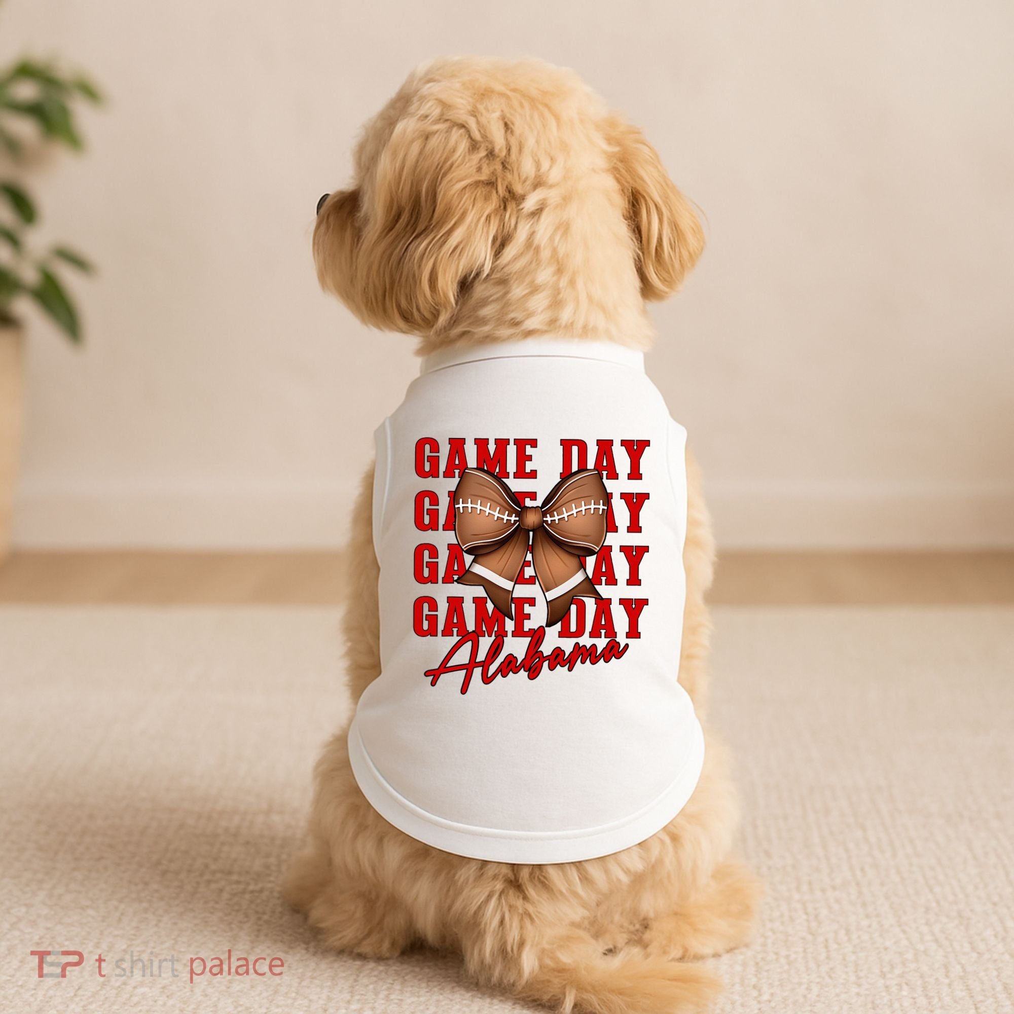 Alabama Football Pretty Coquette Style Bow Doggie Tank