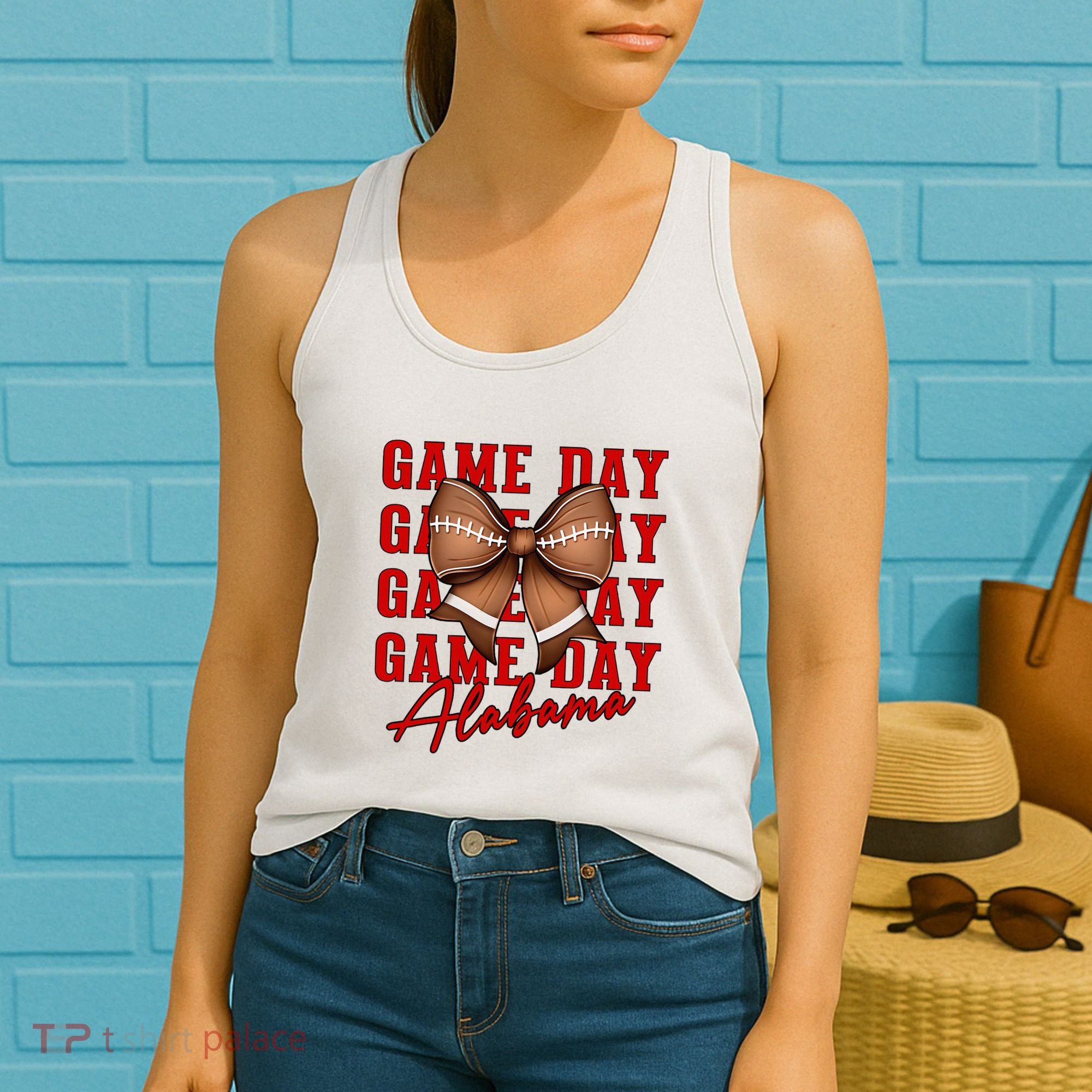 Alabama Football Pretty Coquette Style Bow Women's Tank Top