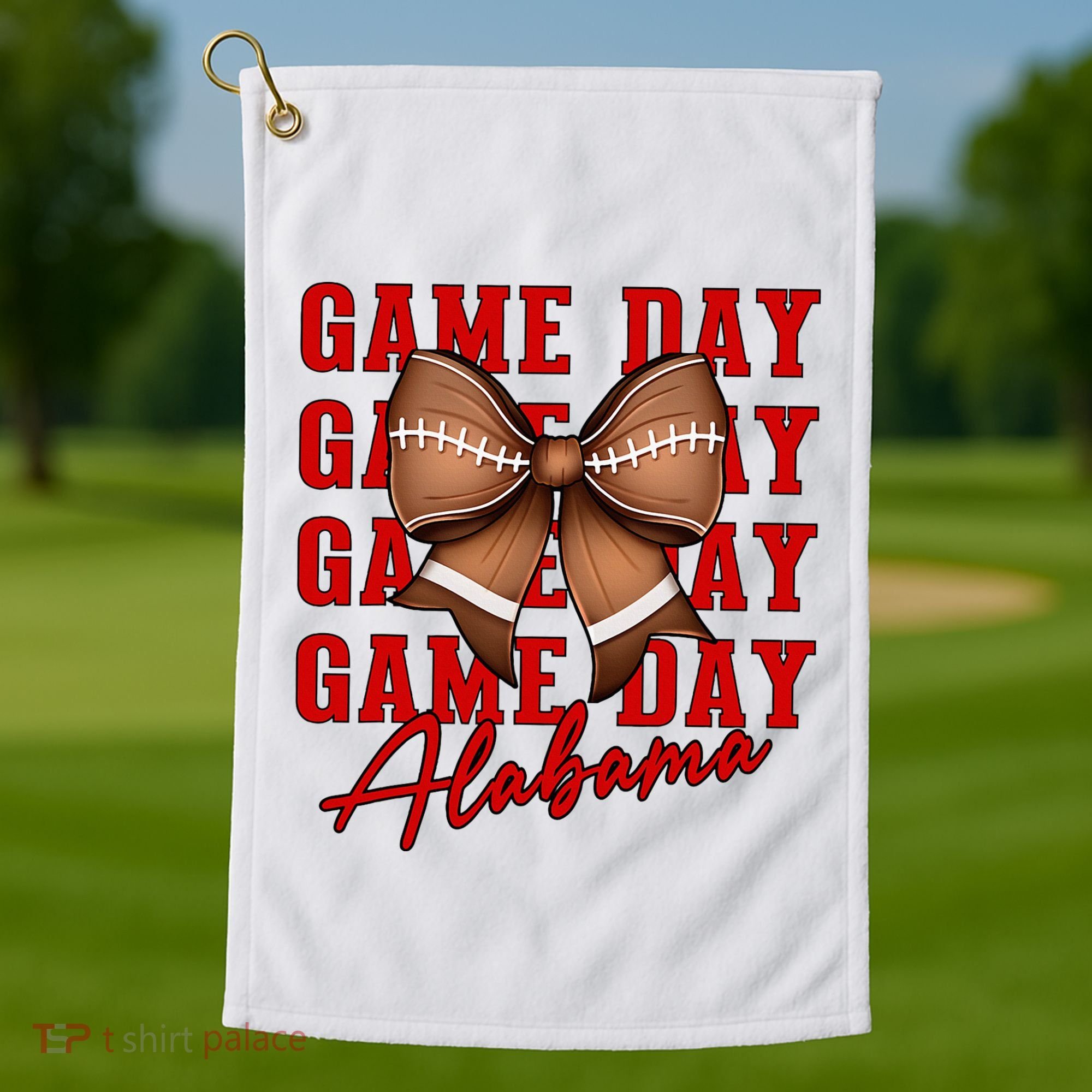 Alabama Football Pretty Coquette Style Bow Golf Towel