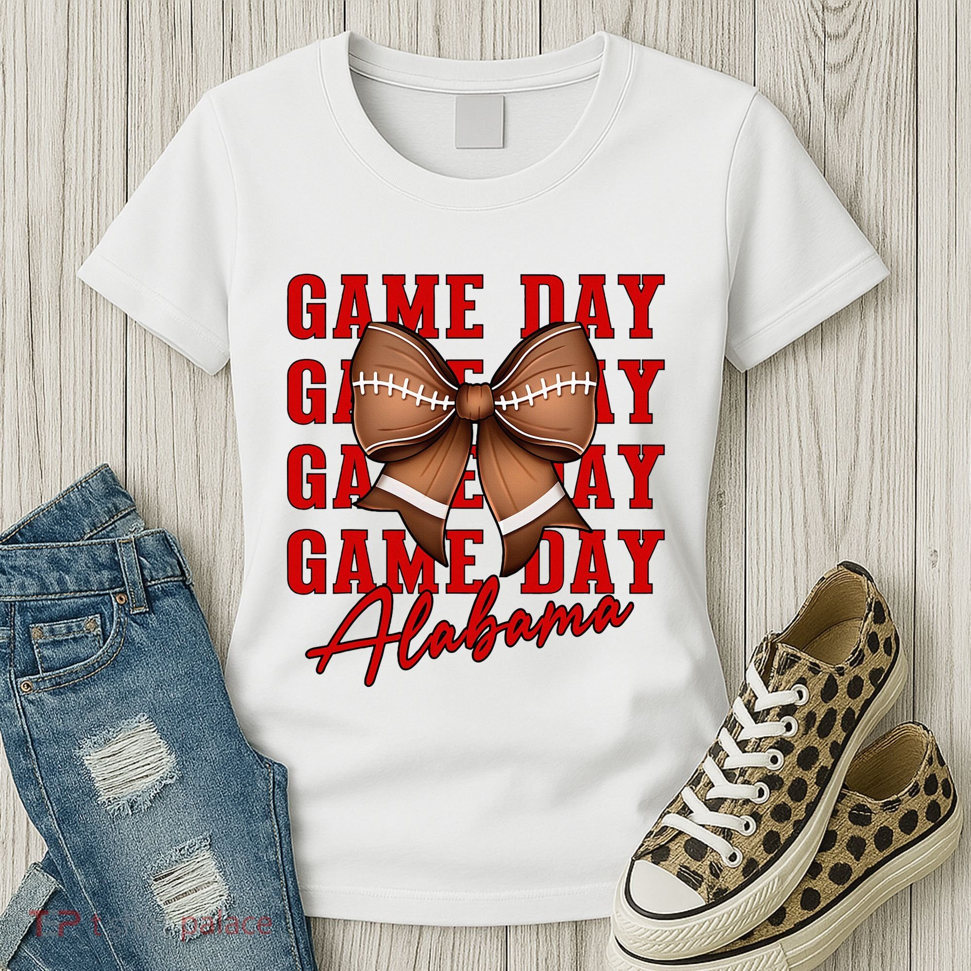Alabama Football Pretty Coquette Style Bow Women's T-Shirt