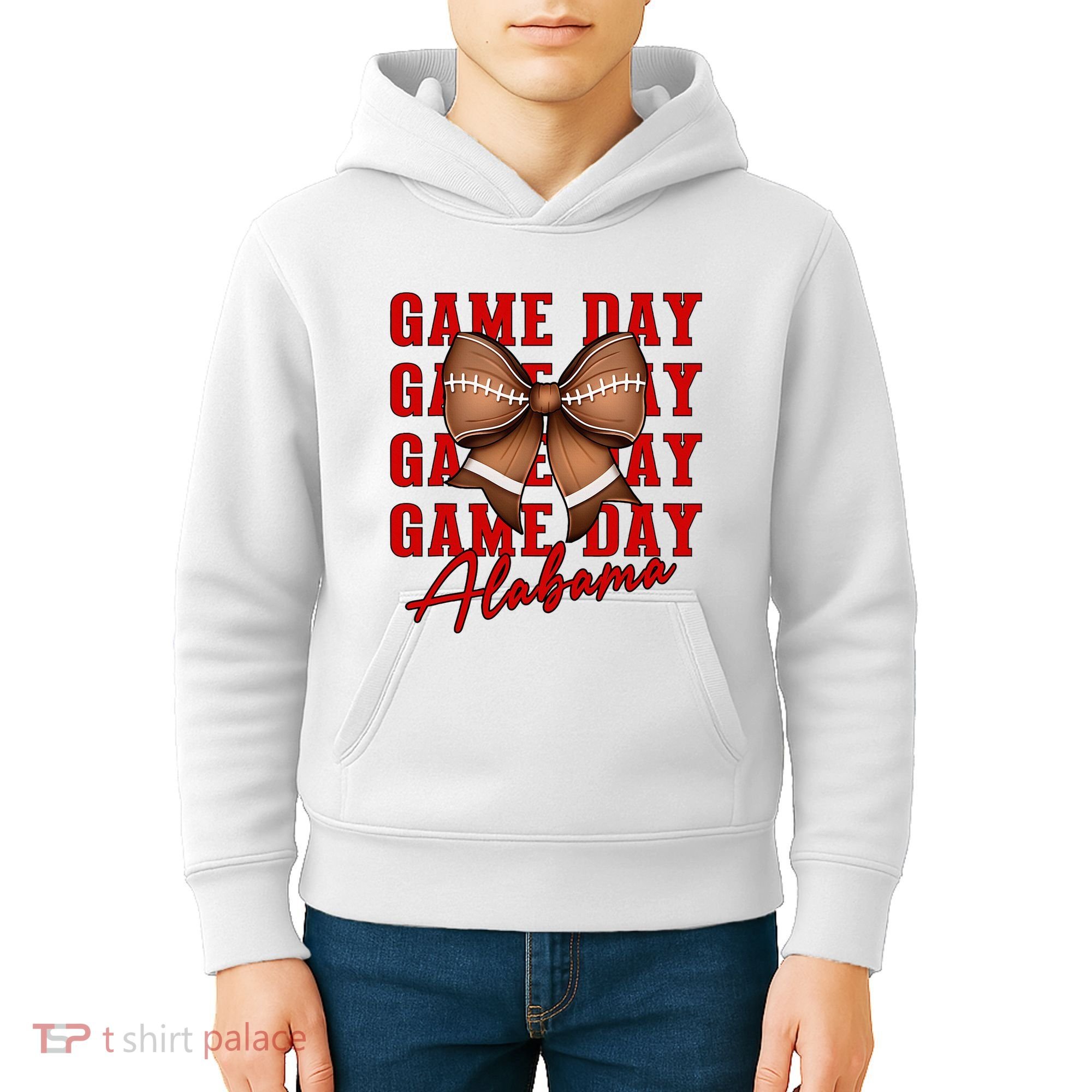 Alabama Football Pretty Coquette Style Bow Kids Hoodie