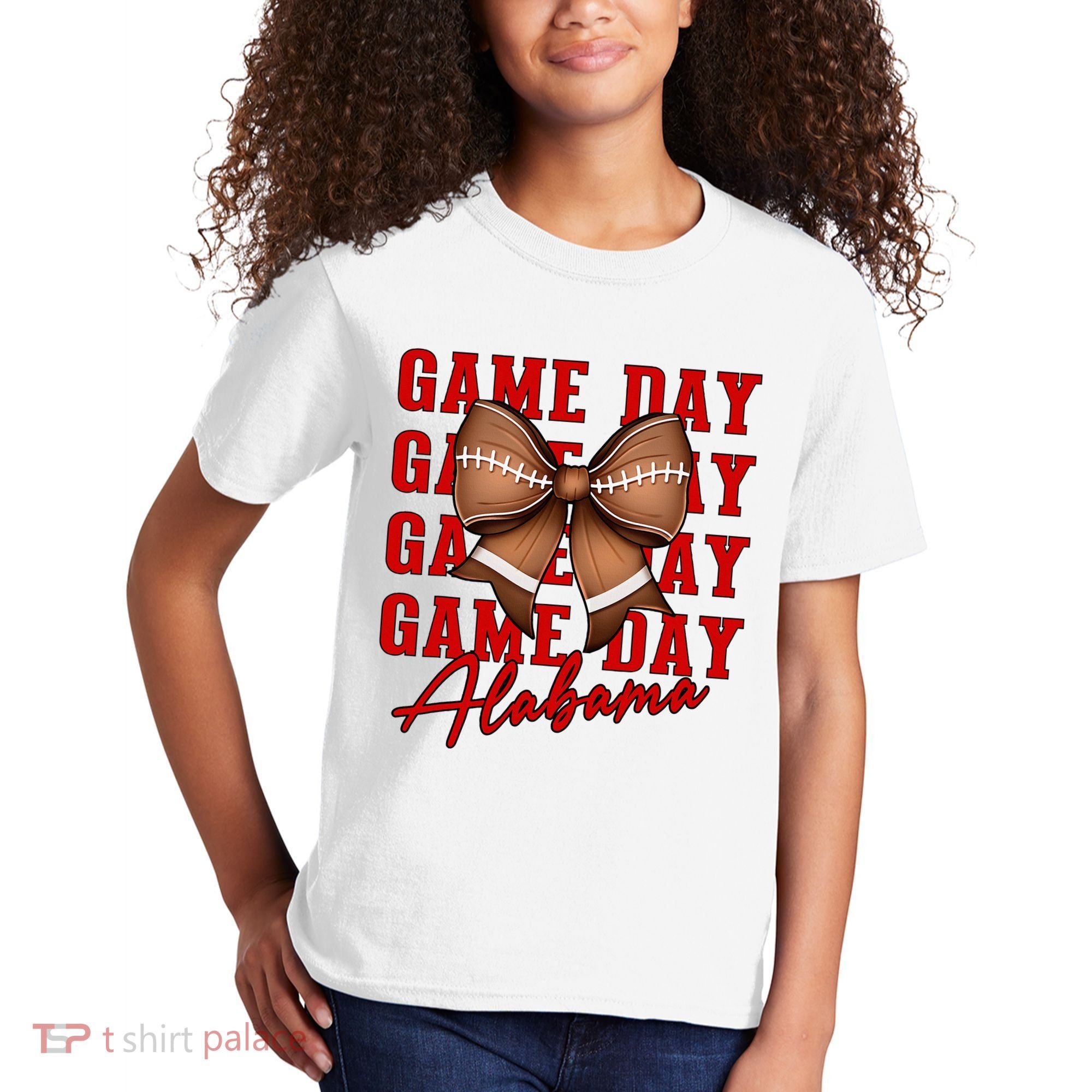 Alabama Football Pretty Coquette Style Bow Kids T-Shirt