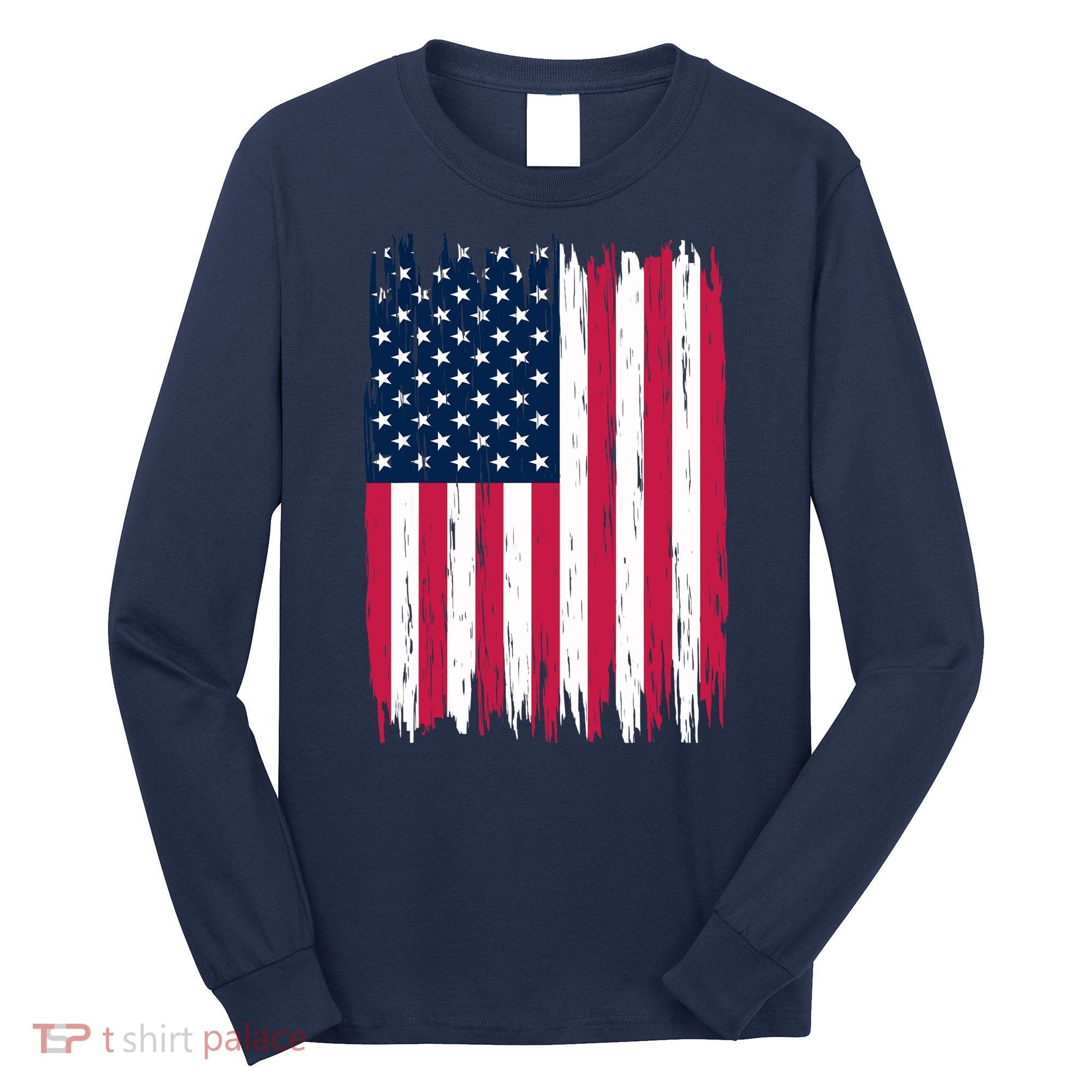 American Flag Patriotic 4th of July Independence Day Long Sleeve Shirt