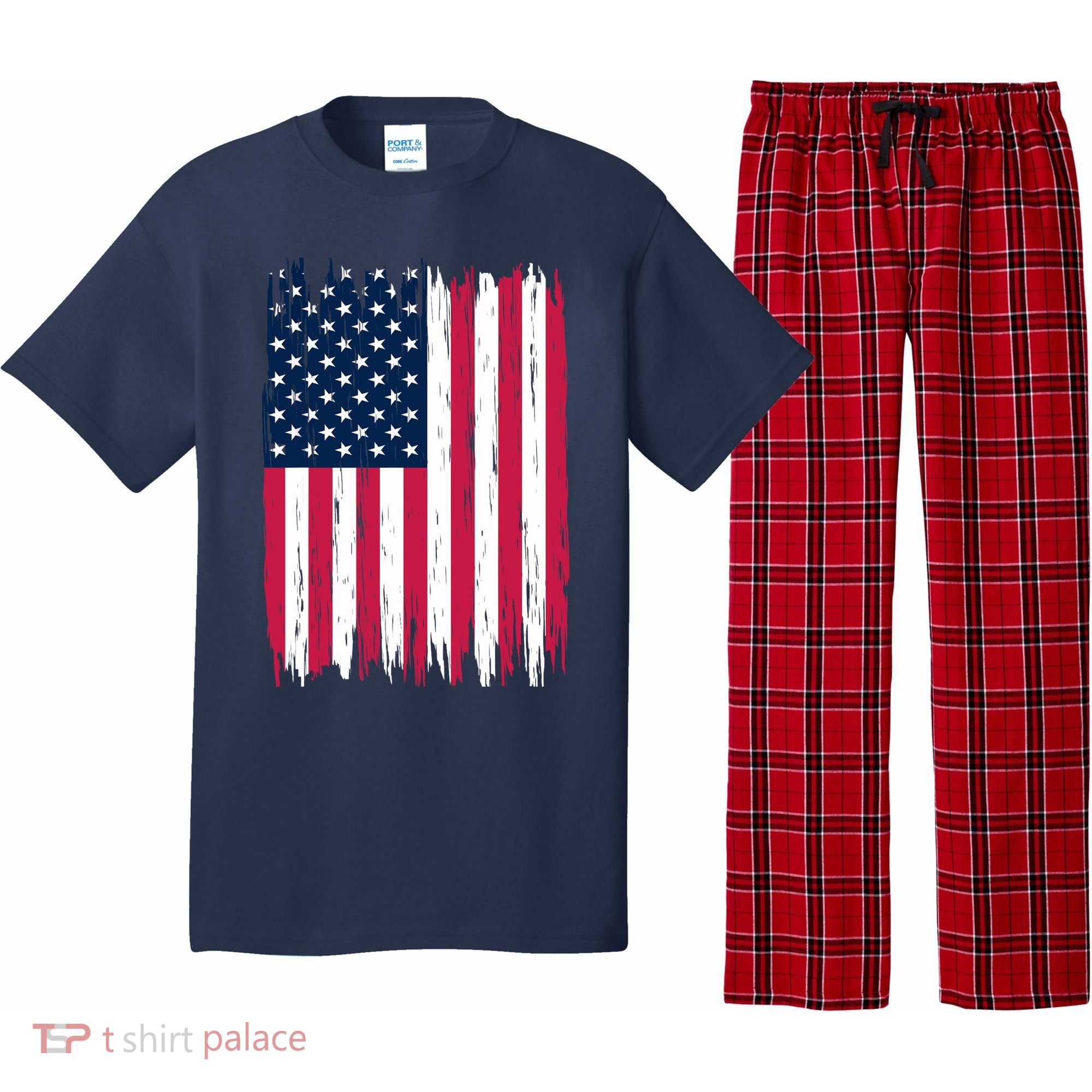 American Flag Patriotic 4th of July Independence Day Pajama Set