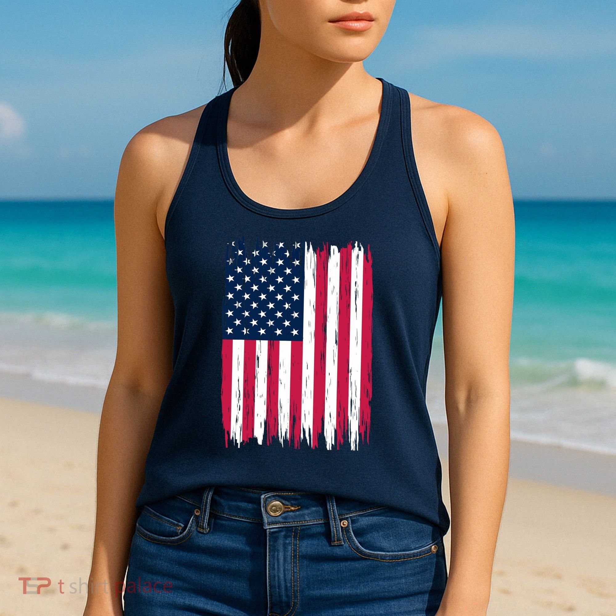 American Flag Patriotic 4th of July Independence Day Women's Tank Top