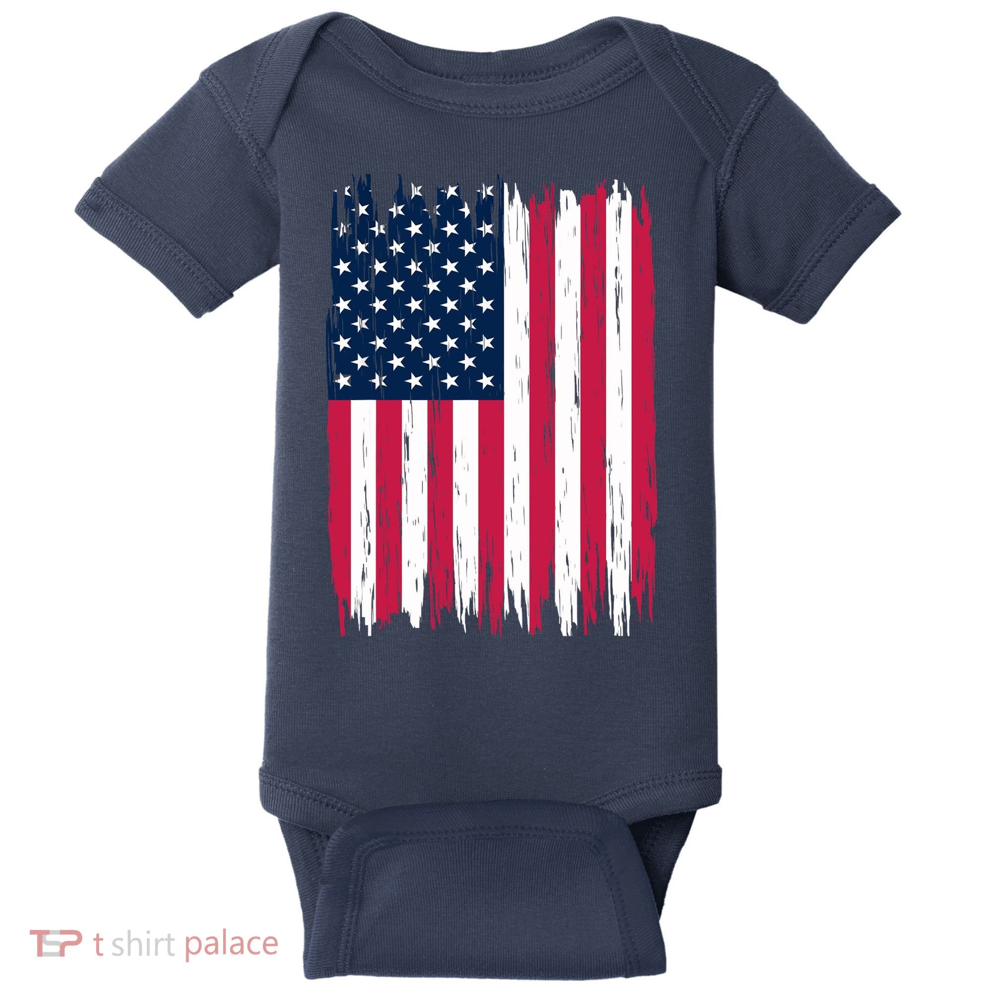 American Flag Patriotic 4th of July Independence Day Baby Bodysuit