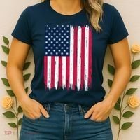 American Flag Patriotic 4th of July Independence Day Women's T-Shirt thumb 2