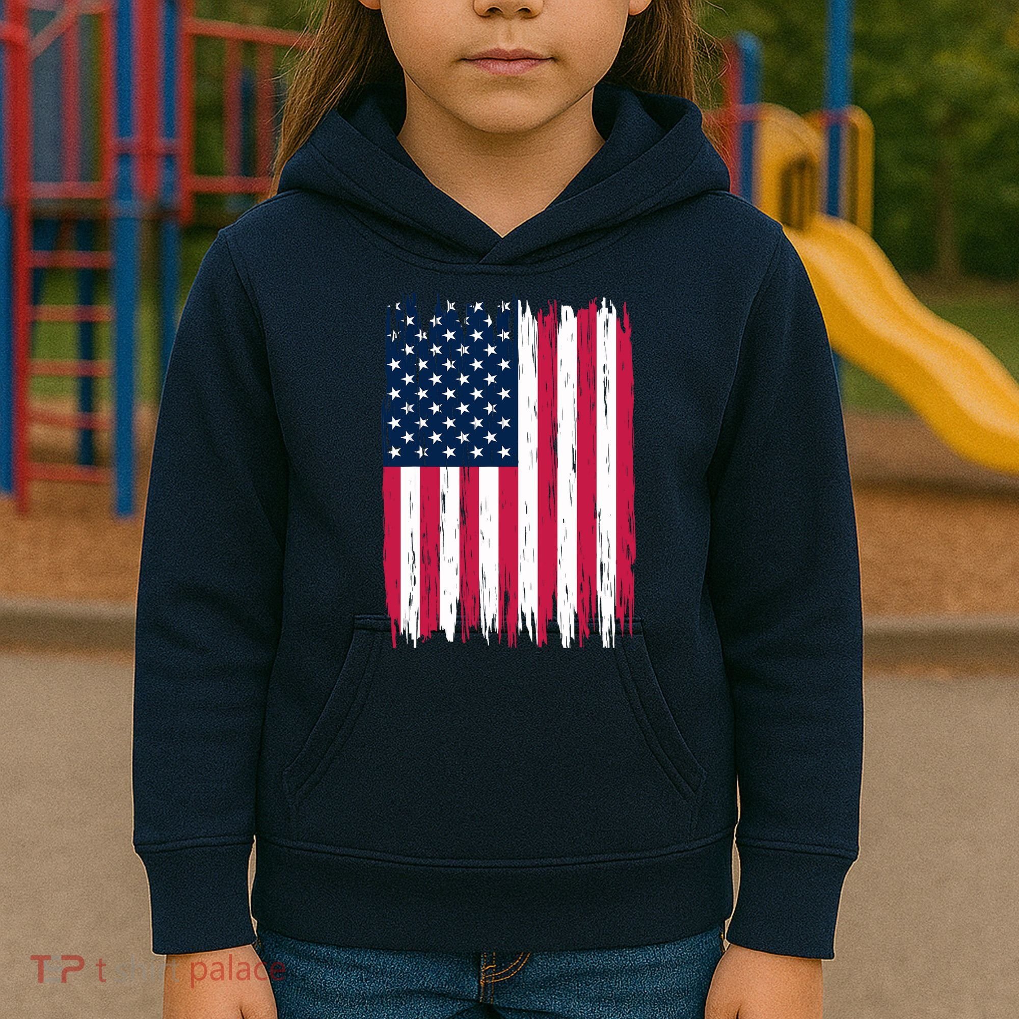 American Flag Patriotic 4th of July Independence Day Kids Hoodie