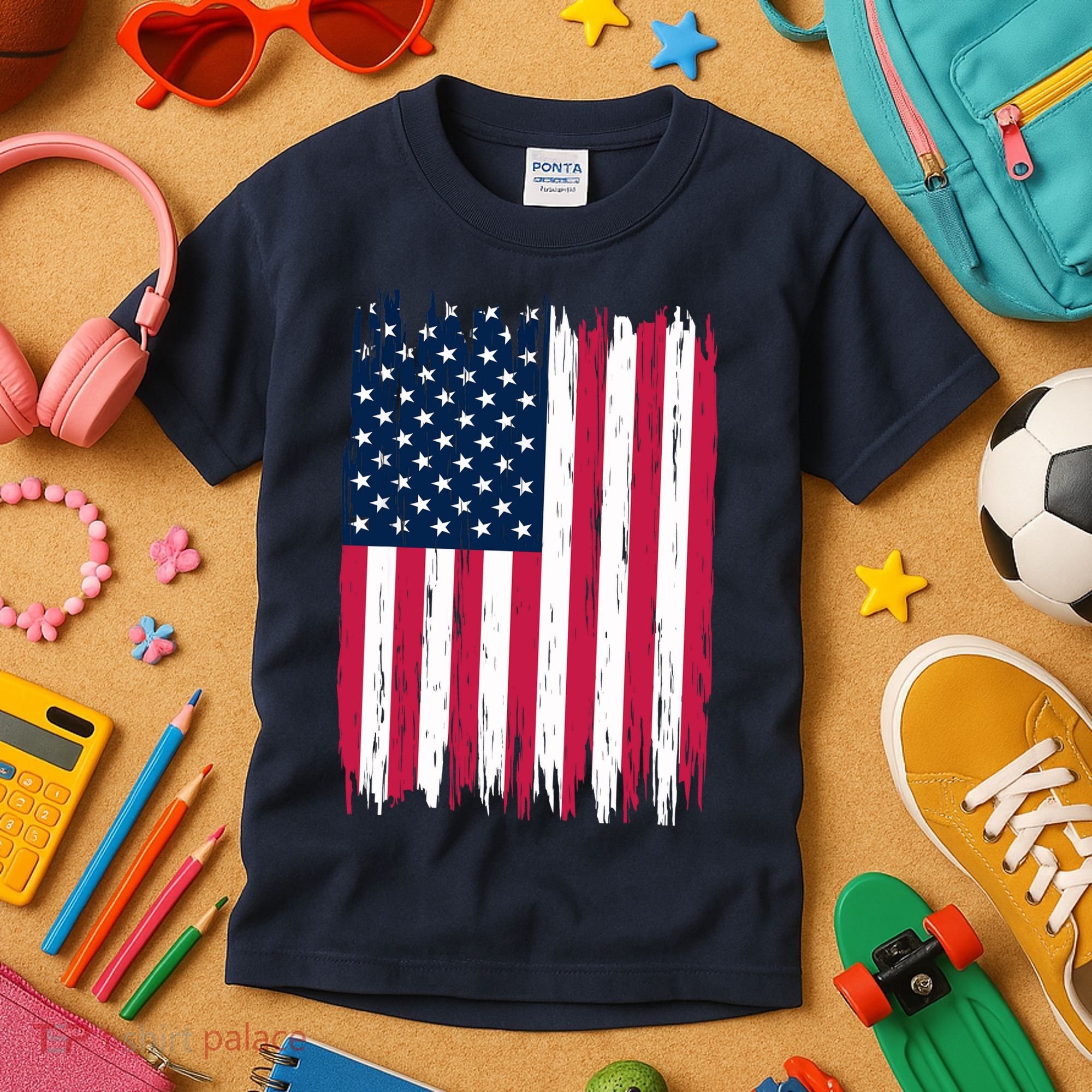 American Flag Patriotic 4th of July Independence Day Kids T-Shirt