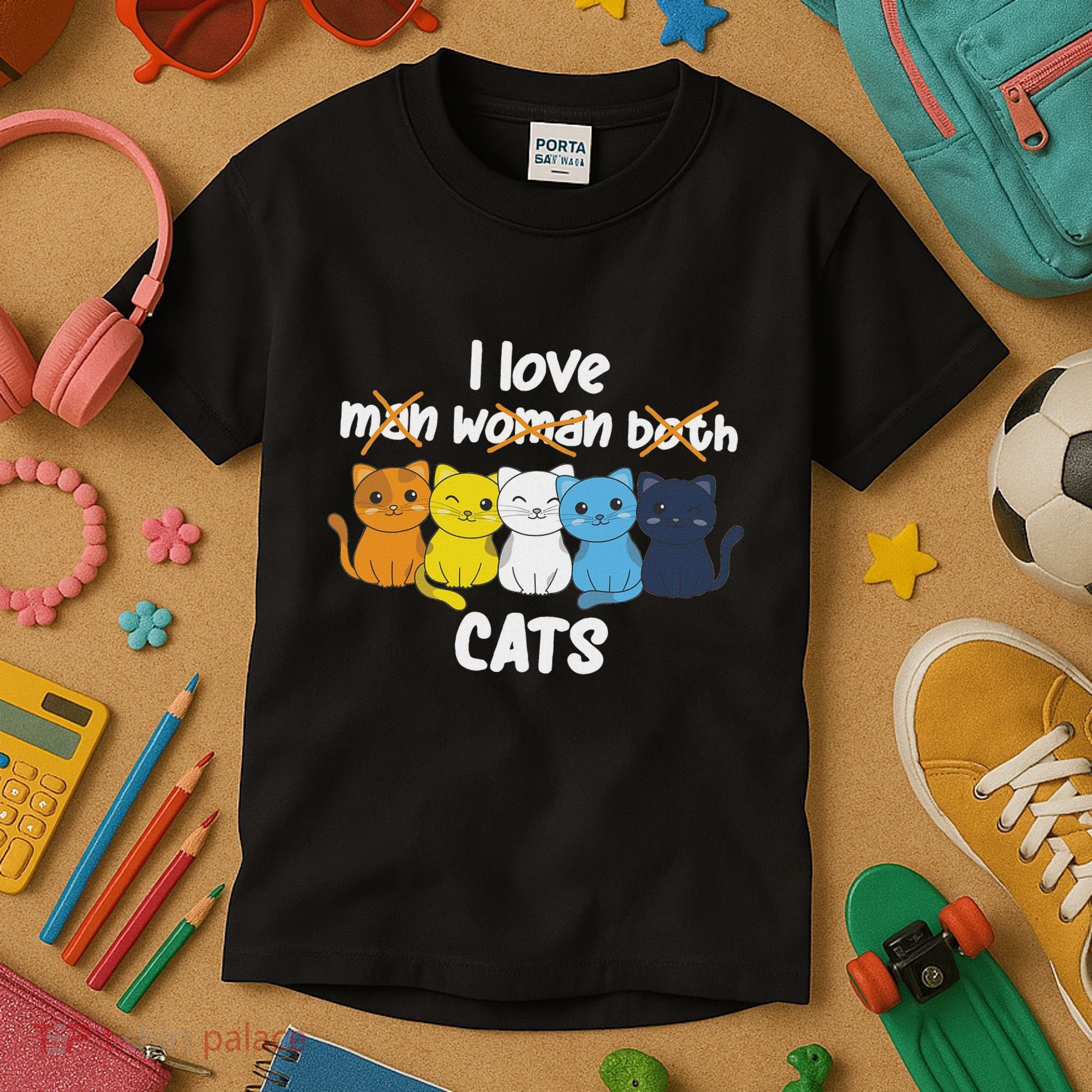 Aroace Flag Pride Lgbtq Cats Cute Aroace Cat Kids T-Shirt