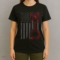 American Flag Piston Funny Muscle Car Mechanic Gift T-Shirt thumb 4