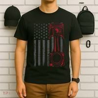 American Flag Piston Funny Muscle Car Mechanic Gift T-Shirt thumb 6