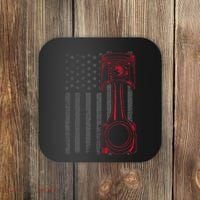 American Flag Piston Funny Muscle Car Mechanic Gift Coaster thumb 0