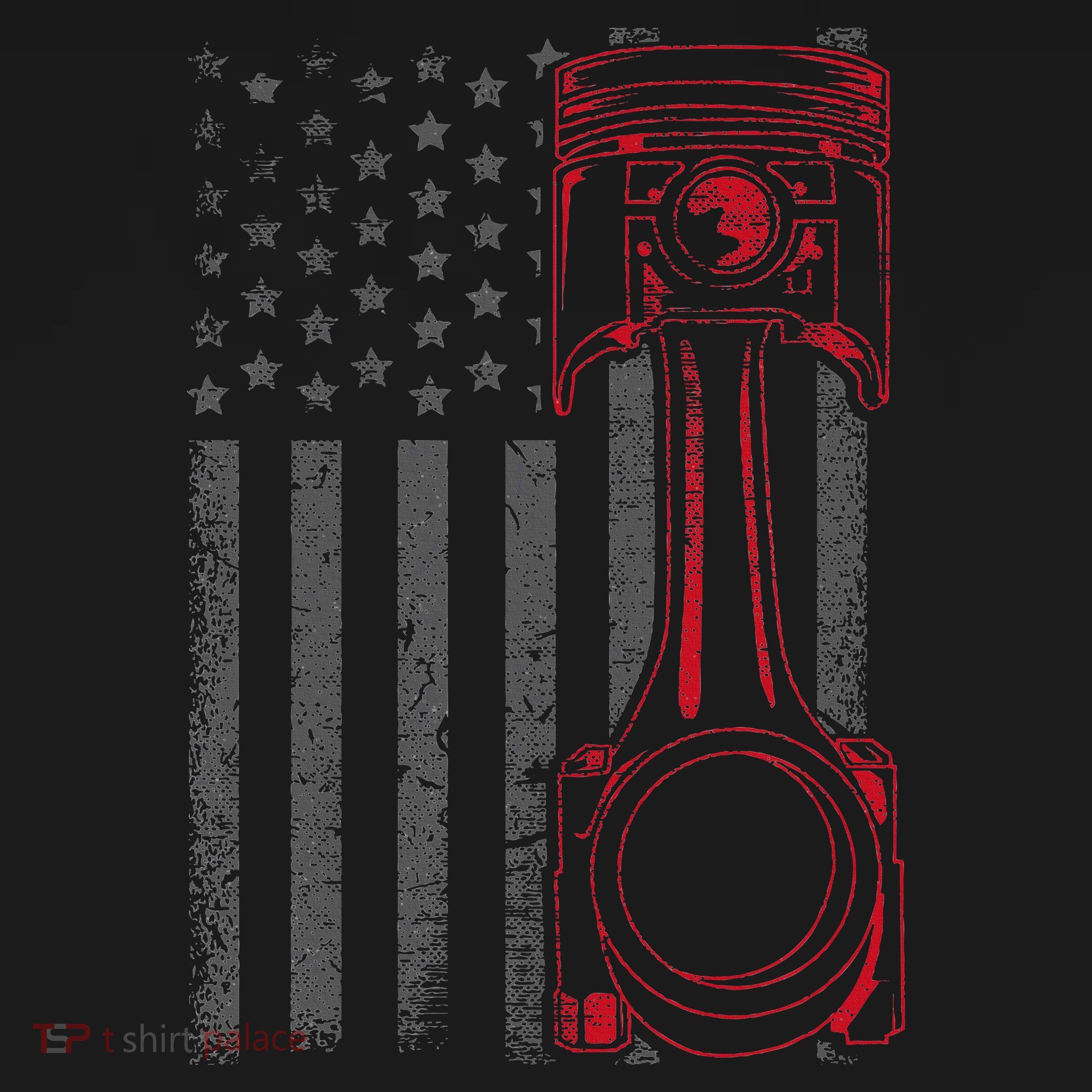 American Flag Piston Funny Muscle Car Mechanic Gift Women's Hoodie