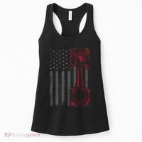 American Flag Piston Funny Muscle Car Mechanic Gift Women's Tank Top thumb 0
