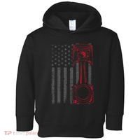 American Flag Piston Funny Muscle Car Mechanic Gift Toddler Hoodie thumb 0