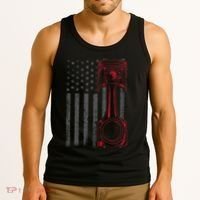 American Flag Piston Funny Muscle Car Mechanic Gift Tank Top thumb 3