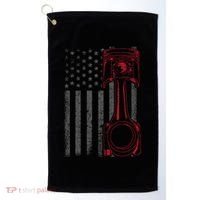 American Flag Piston Funny Muscle Car Mechanic Gift Golf Towel thumb 0