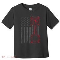 American Flag Piston Funny Muscle Car Mechanic Gift Toddler T-Shirt thumb 0