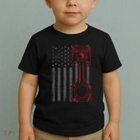 American Flag Piston Funny Muscle Car Mechanic Gift Toddler T-Shirt thumb 2