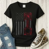 American Flag Piston Funny Muscle Car Mechanic Gift Women's T-Shirt thumb 3