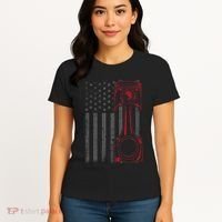 American Flag Piston Funny Muscle Car Mechanic Gift Women's T-Shirt thumb 4