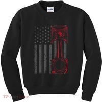 American Flag Piston Funny Muscle Car Mechanic Gift Kids Sweatshirt thumb 0