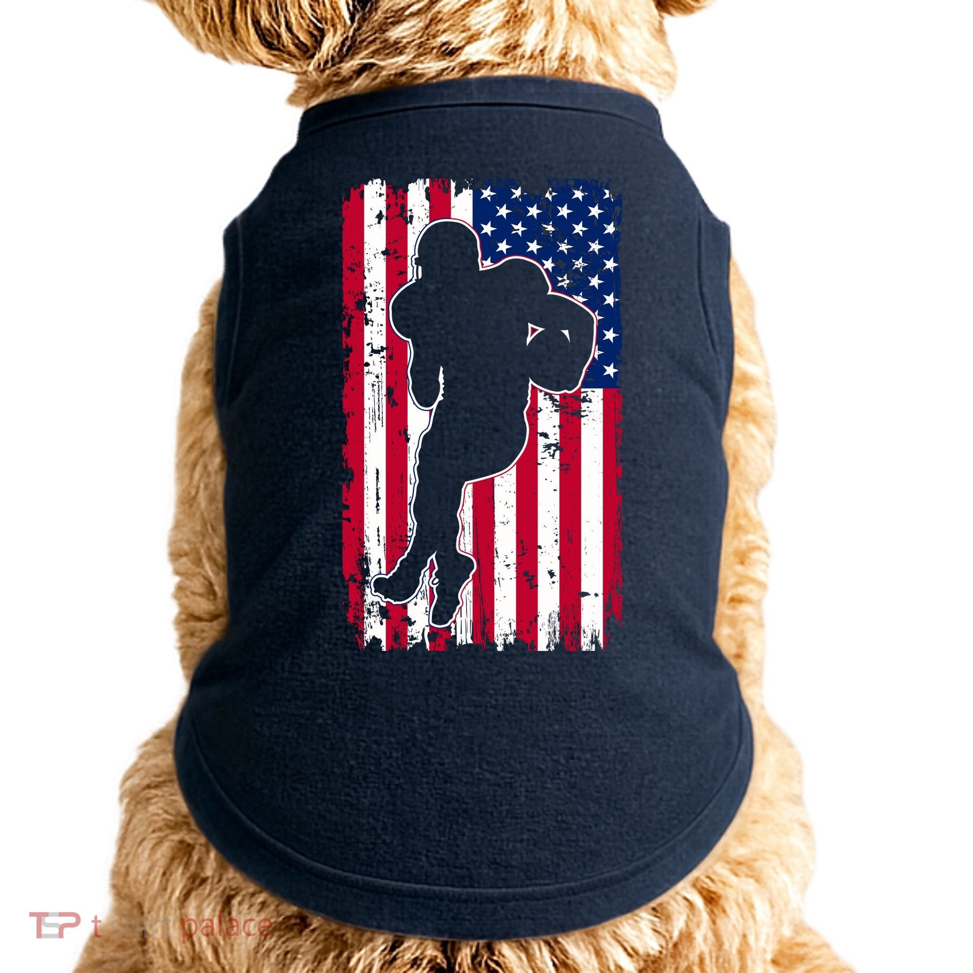 American Football Player Distressed USA Flag Doggie Tank