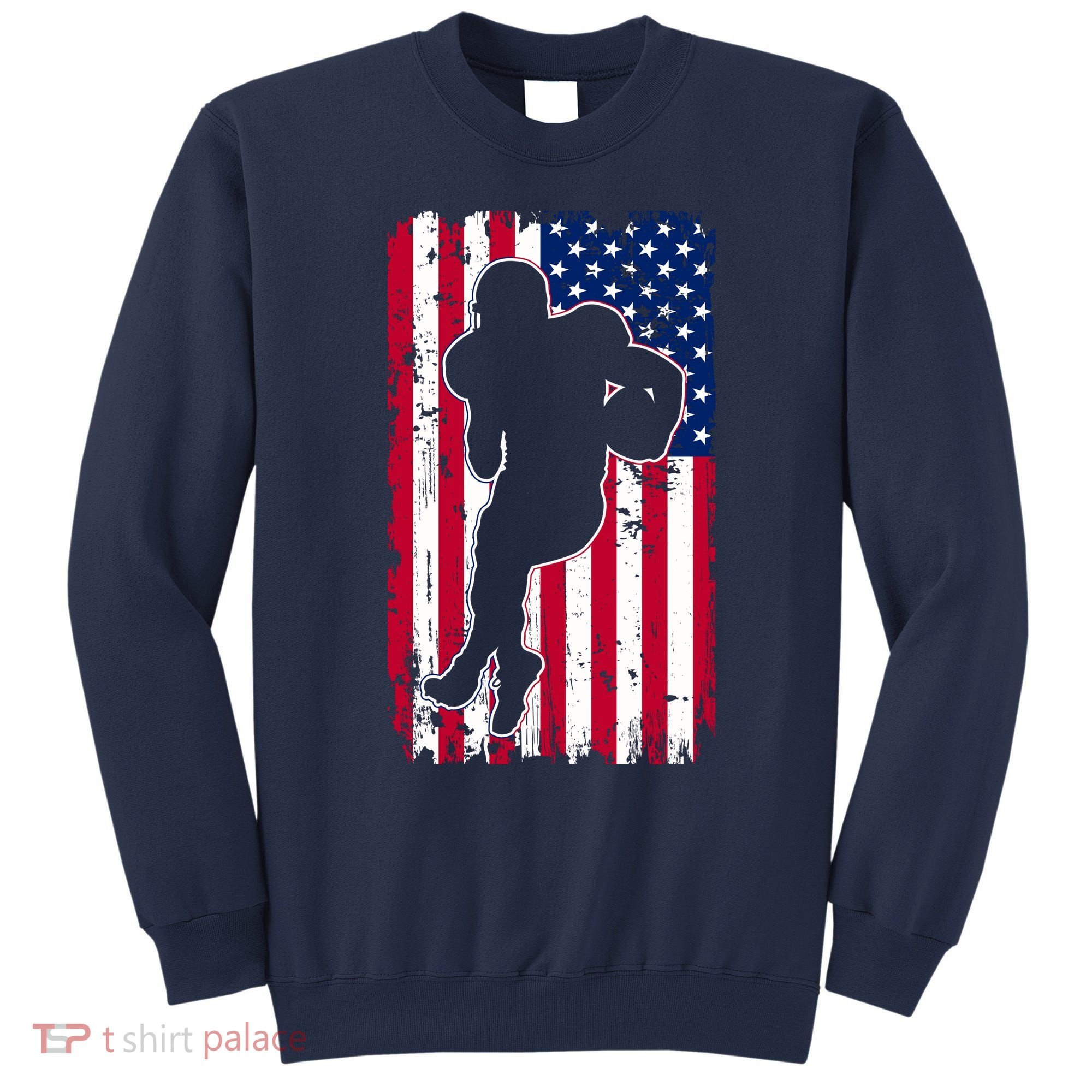 American Football Player Distressed USA Flag Sweatshirt