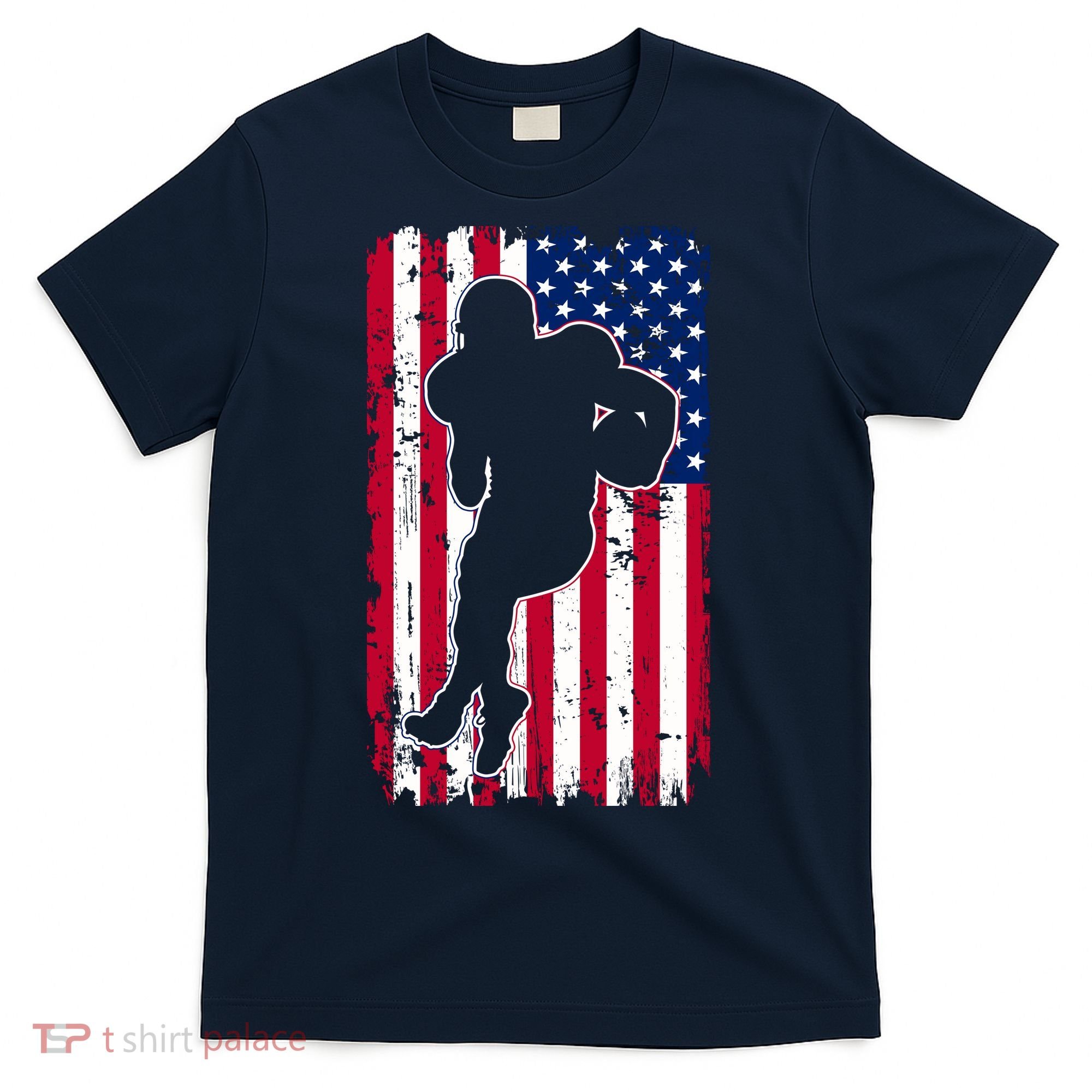 American Football Player Distressed USA Flag T-Shirt