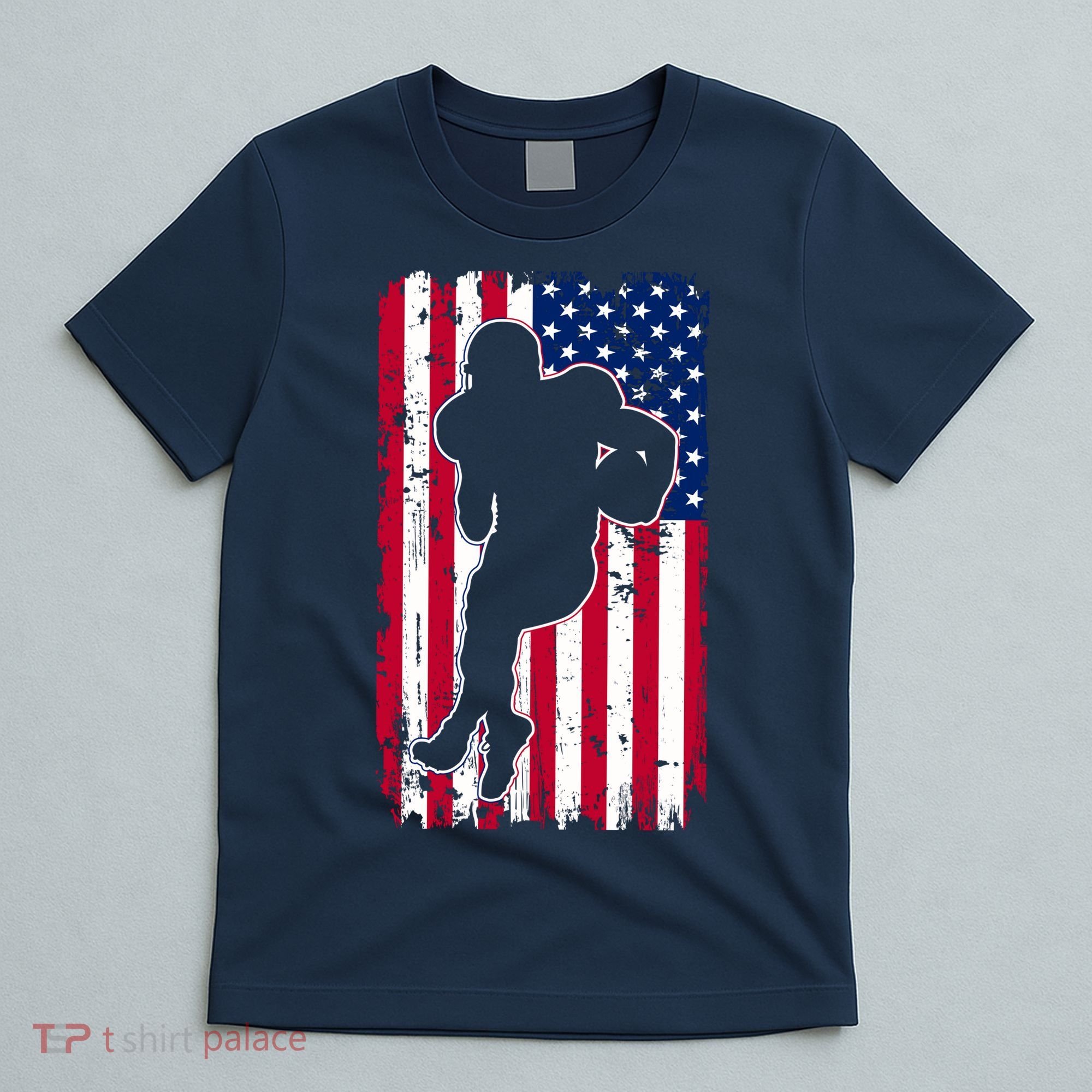 American Football Player Distressed USA Flag T-Shirt