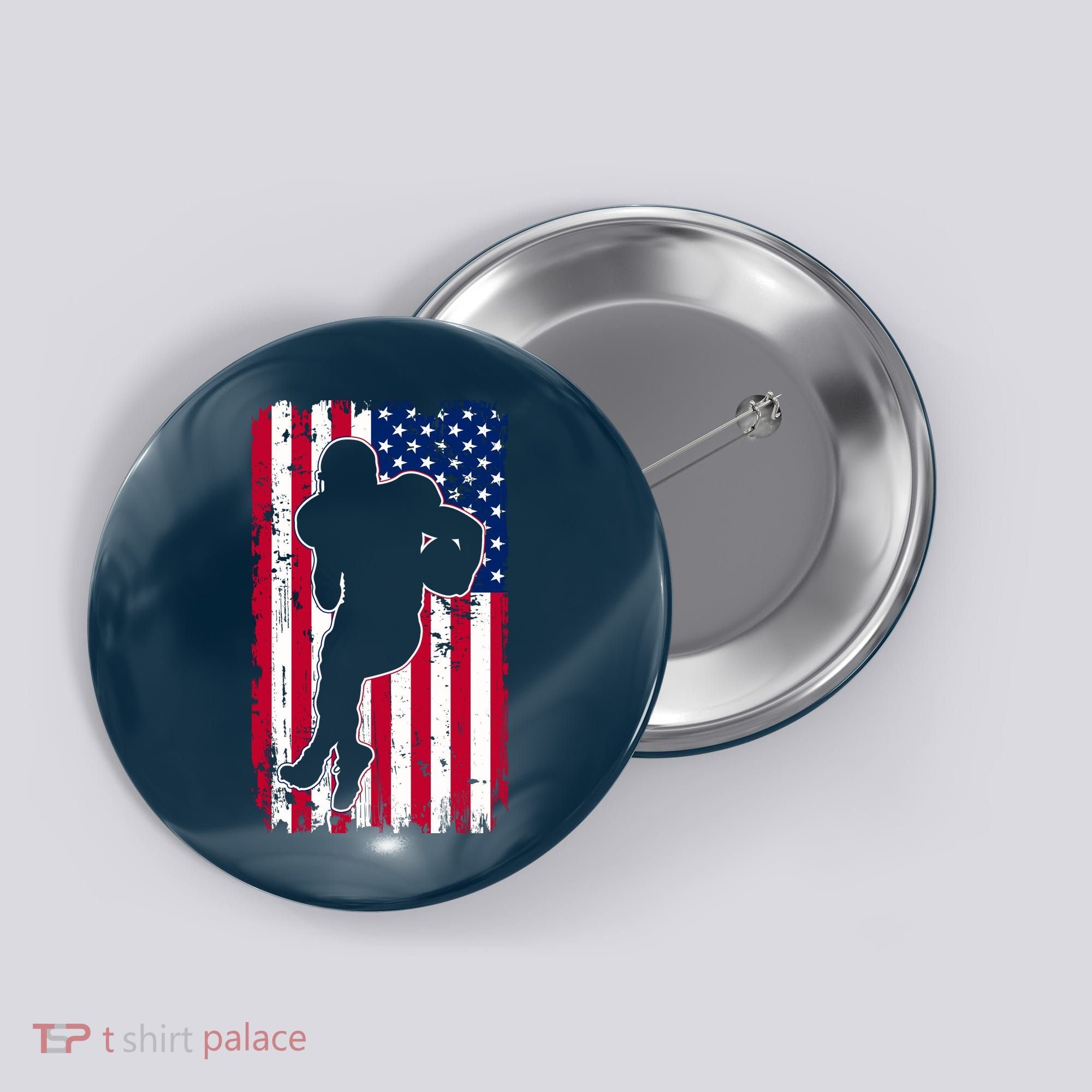 American Football Player Distressed USA Flag Button