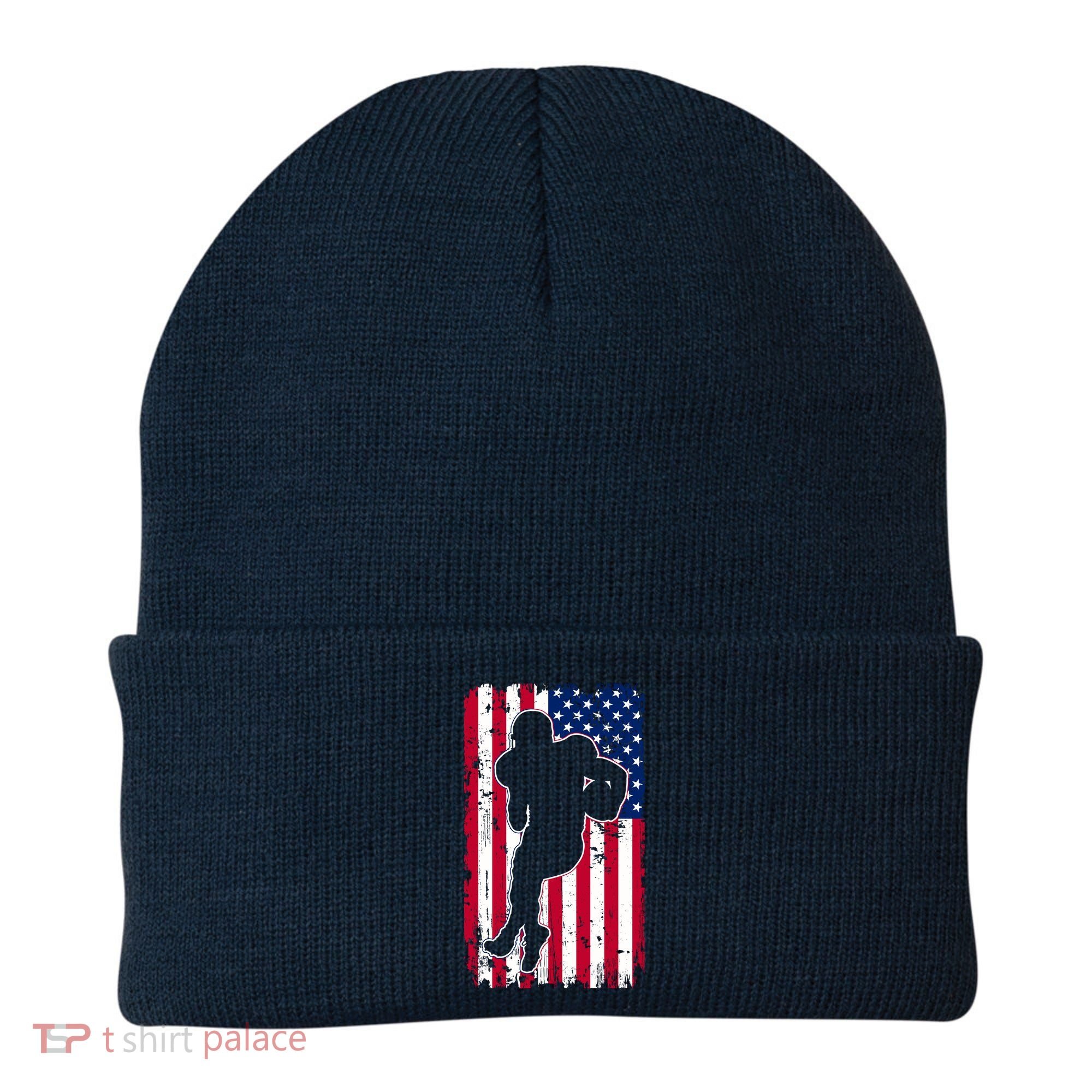 American Football Player Distressed USA Flag Beanie