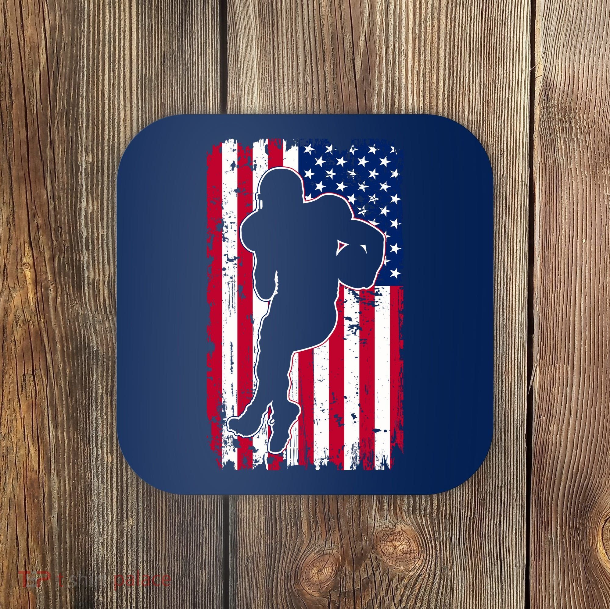 American Football Player Distressed USA Flag Coaster