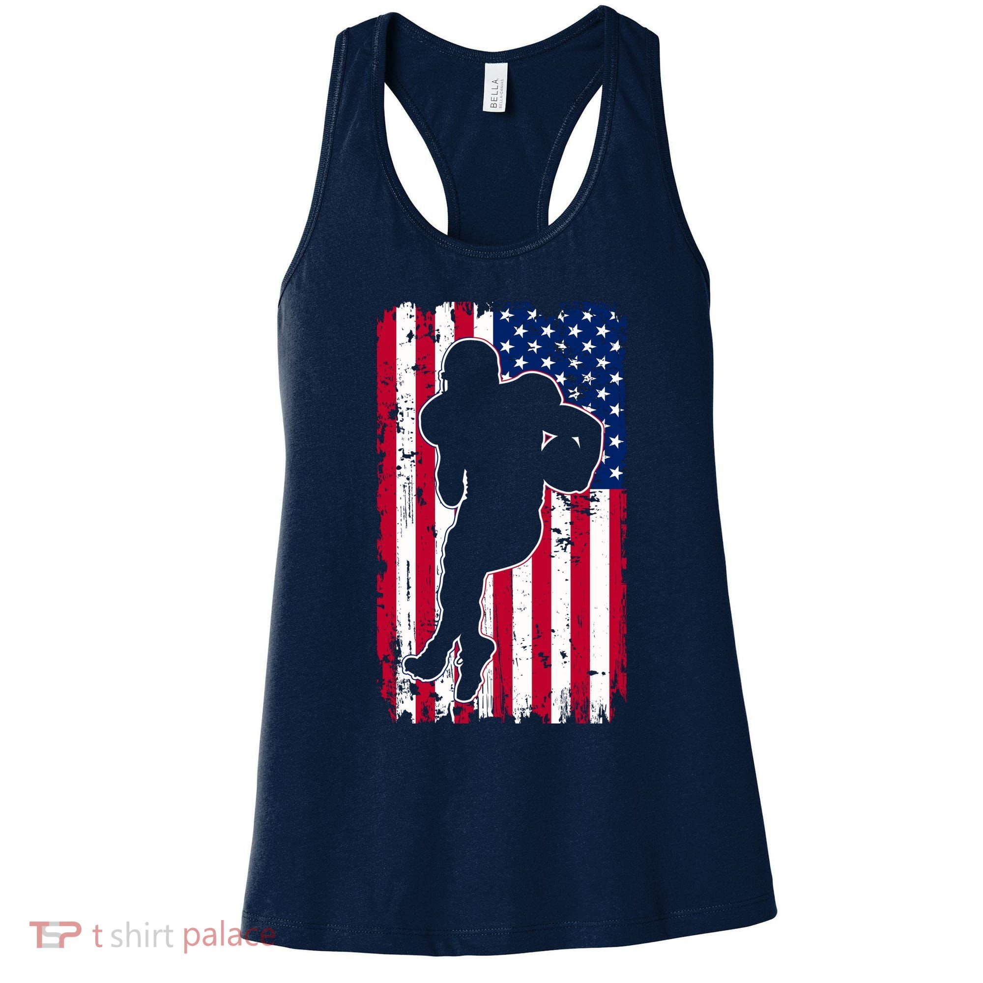 American Football Player Distressed USA Flag Women's Tank Top