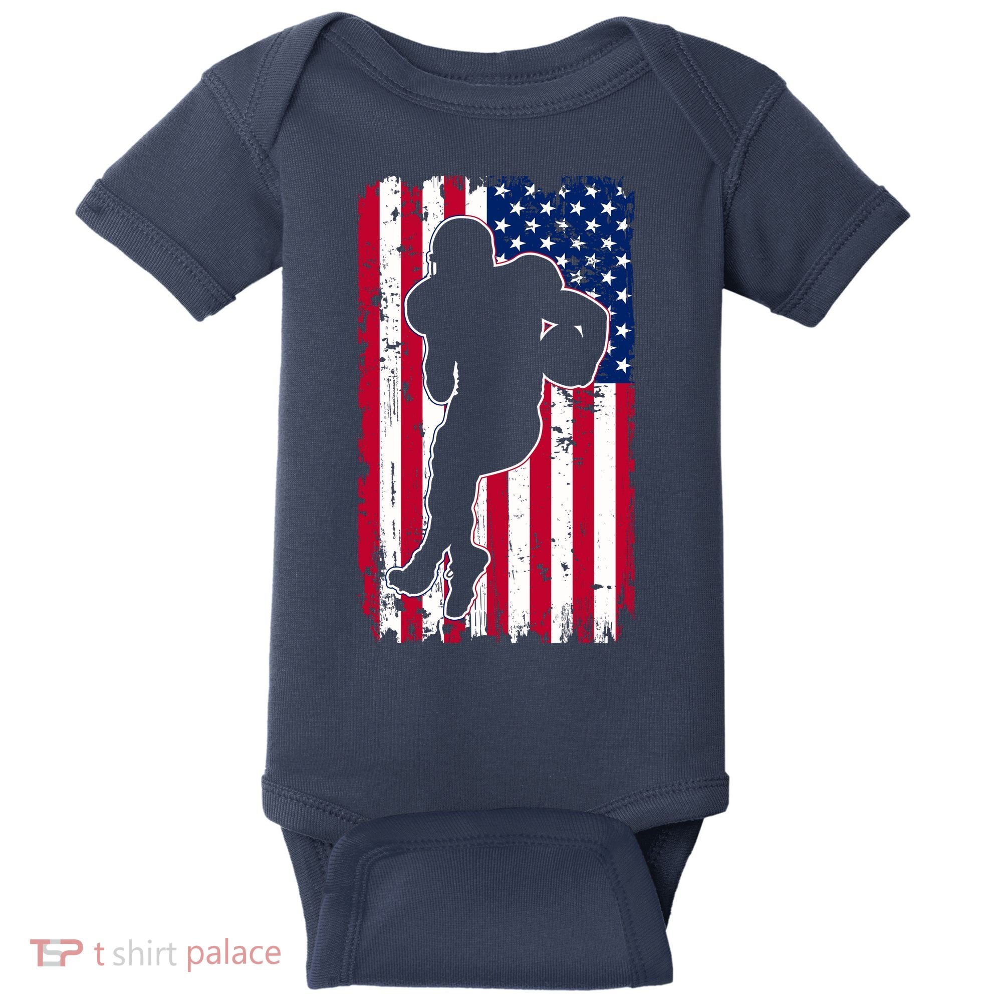 American Football Player Distressed USA Flag Baby Bodysuit