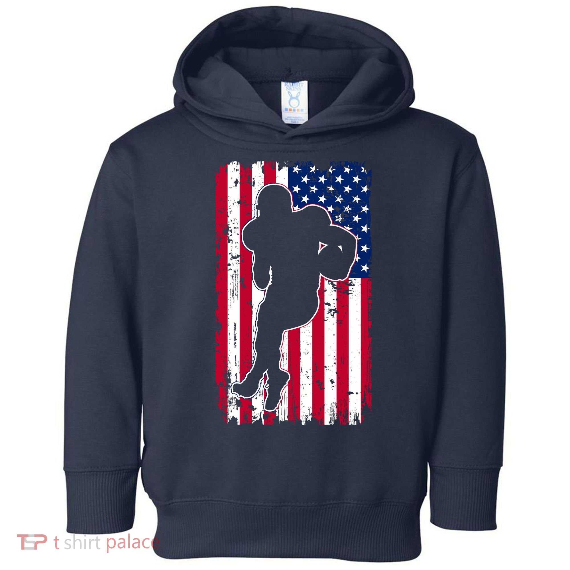 American Football Player Distressed USA Flag Toddler Hoodie