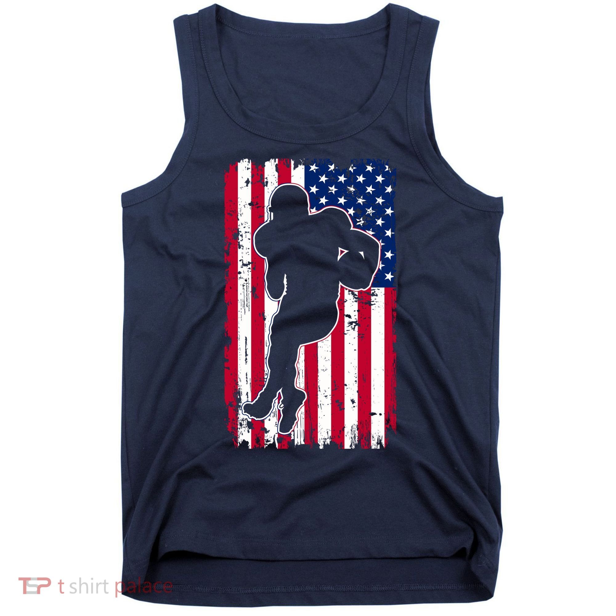 American Football Player Distressed USA Flag Tank Top