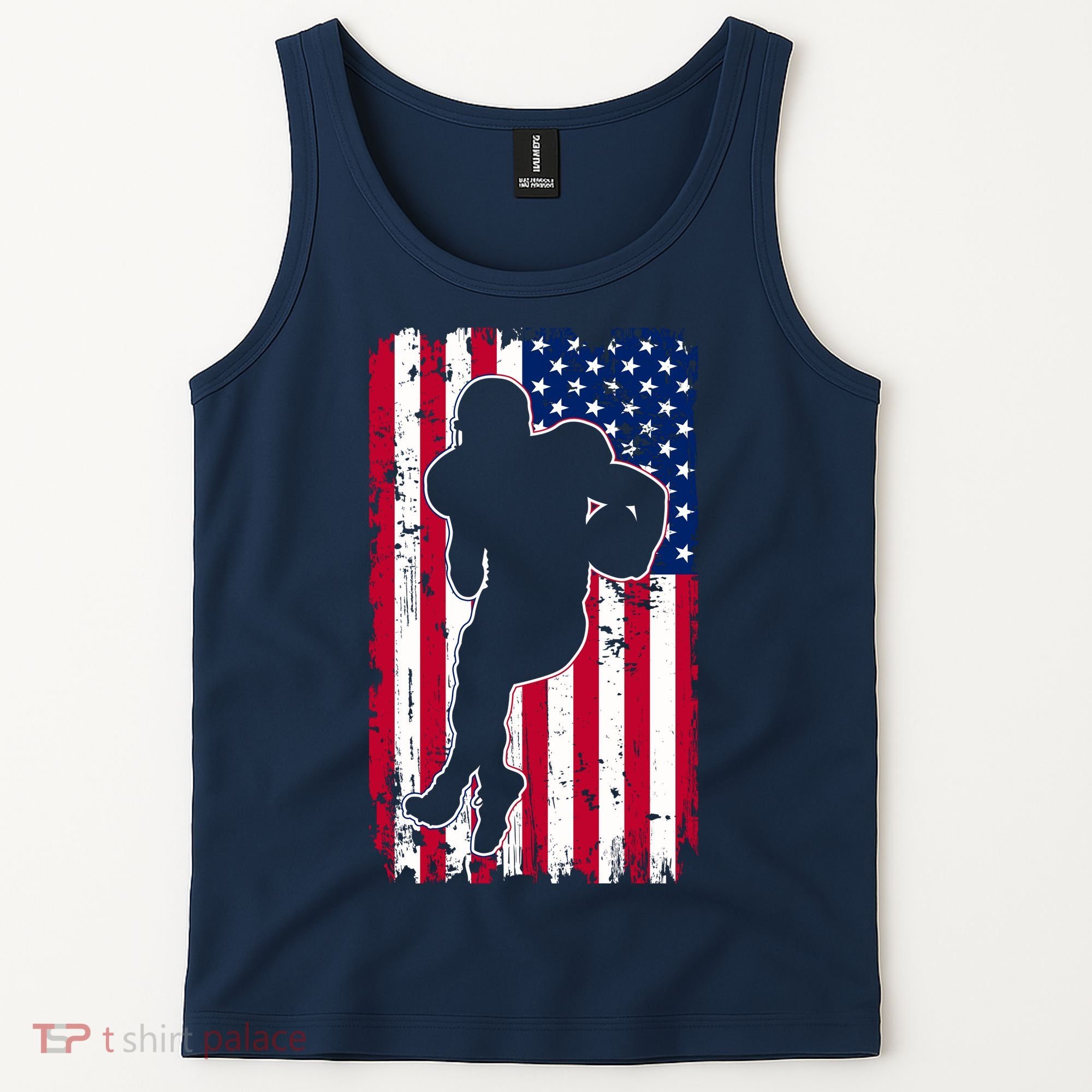 American Football Player Distressed USA Flag Tank Top