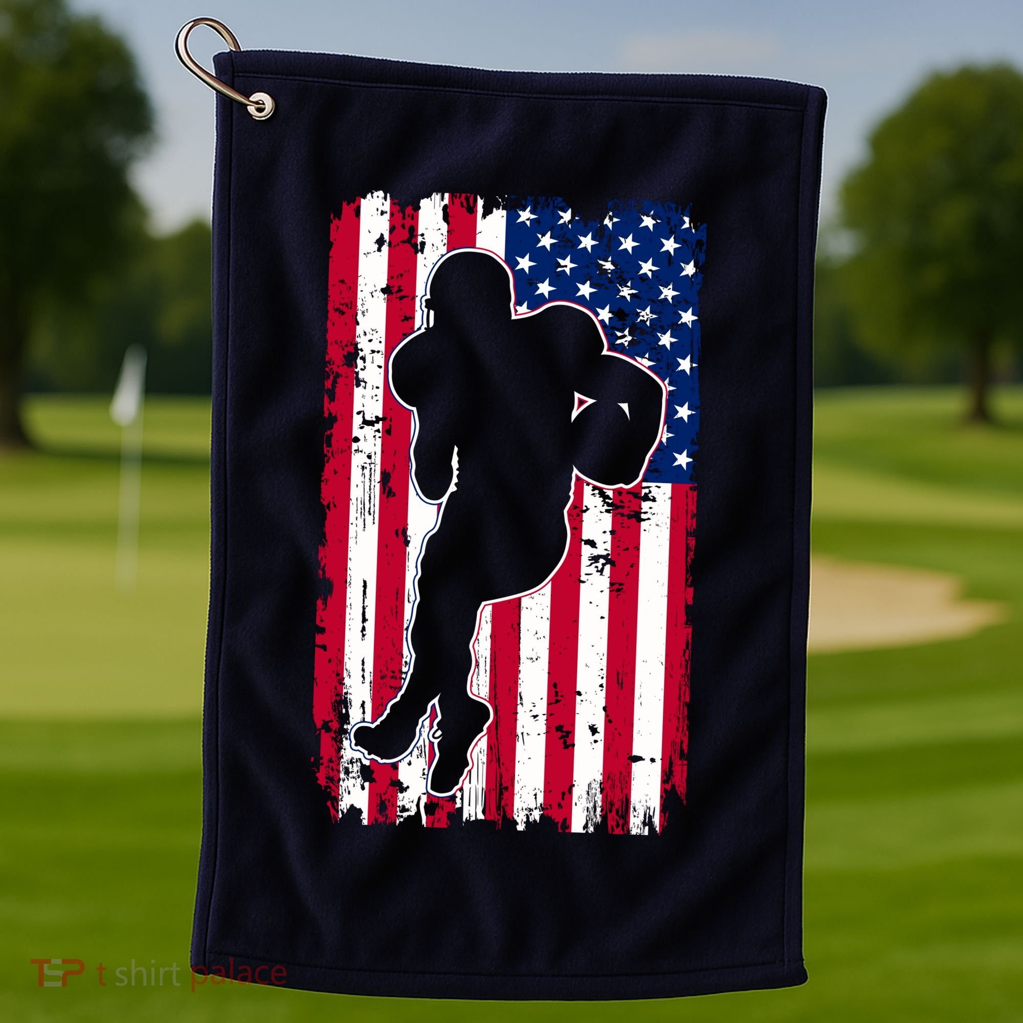 American Football Player Distressed USA Flag Golf Towel